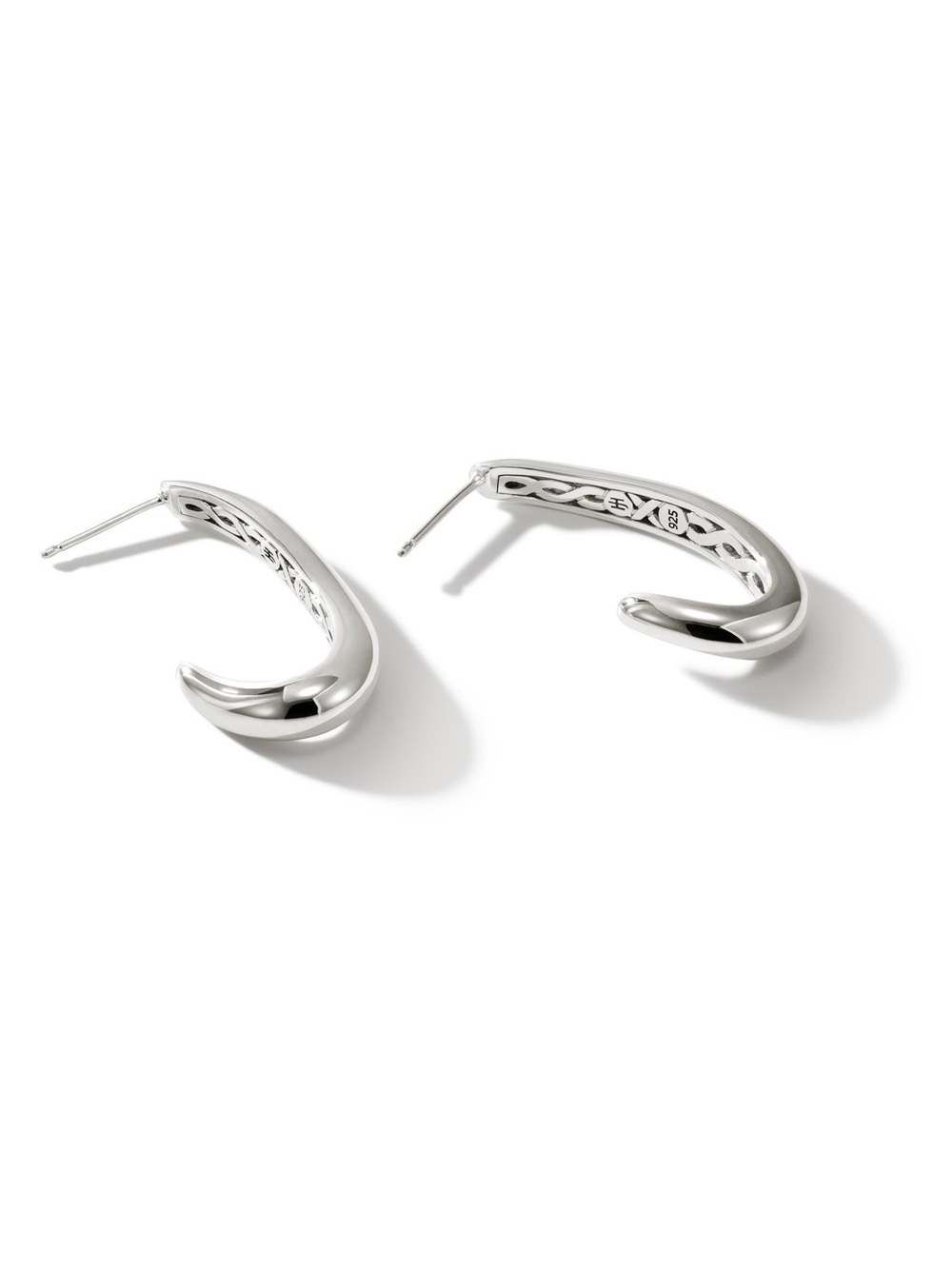 New John Hardy Surf Medium J Hoop Sterling Silver Earrings - Picture 15 of 16